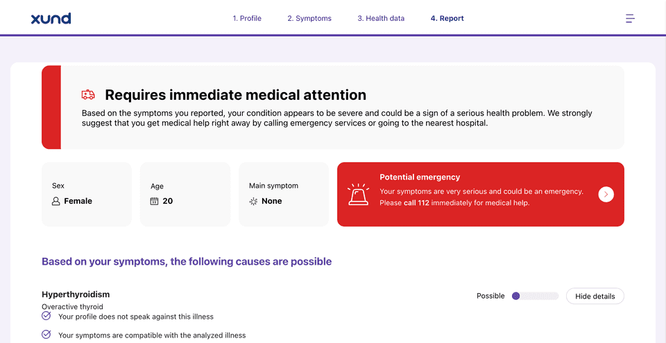 The top of a report in light mode with purple section titles and a purple progress line on a light lavender page.